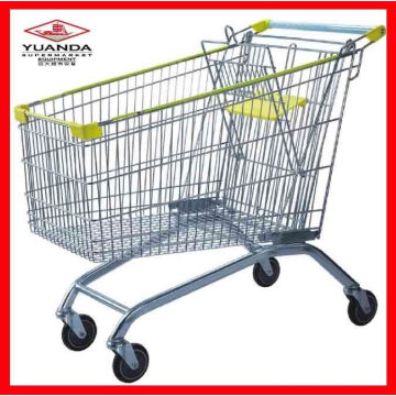 European Style Supermarket Shopping Cart Trolley with Single Handle